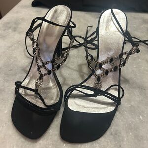 Beautiful Vintage Stuart Weitzman Crystal-Embellished Wrap Heels